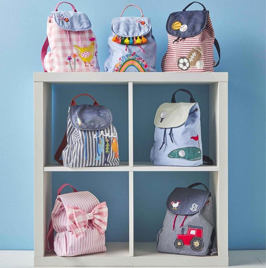 Mud Pie Drawstring Bow Canvas Backpack
