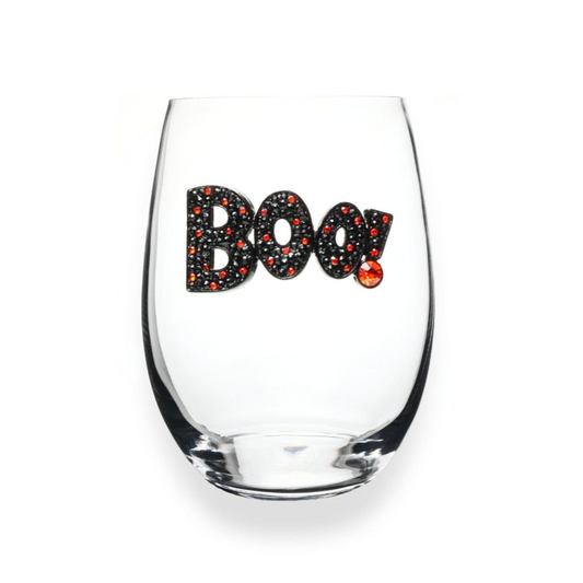 Limited Edition Boo Halloween Jeweled Stemless Glassware.