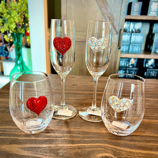 Red Heart Fluted Glassware