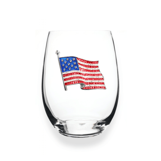 The Queens' Jewels American Flag Jeweled Stemless Glassware | CeCe's Home & Gifts