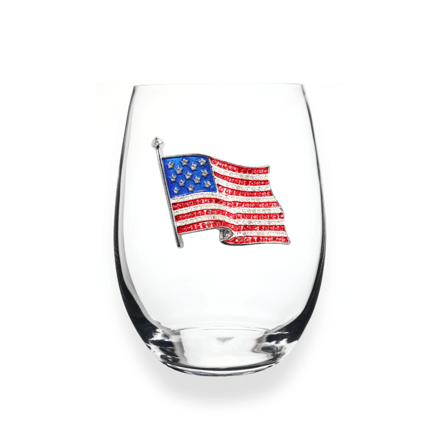 The Queens' Jewels American Flag Jeweled Stemless Glassware | CeCe's Home & Gifts