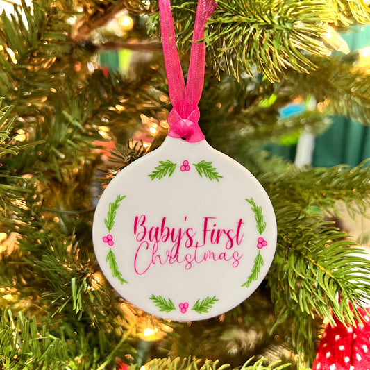Custom Baby Girl's First Christmas Ornament - Personalization Available - CeCe's Home & Gifts