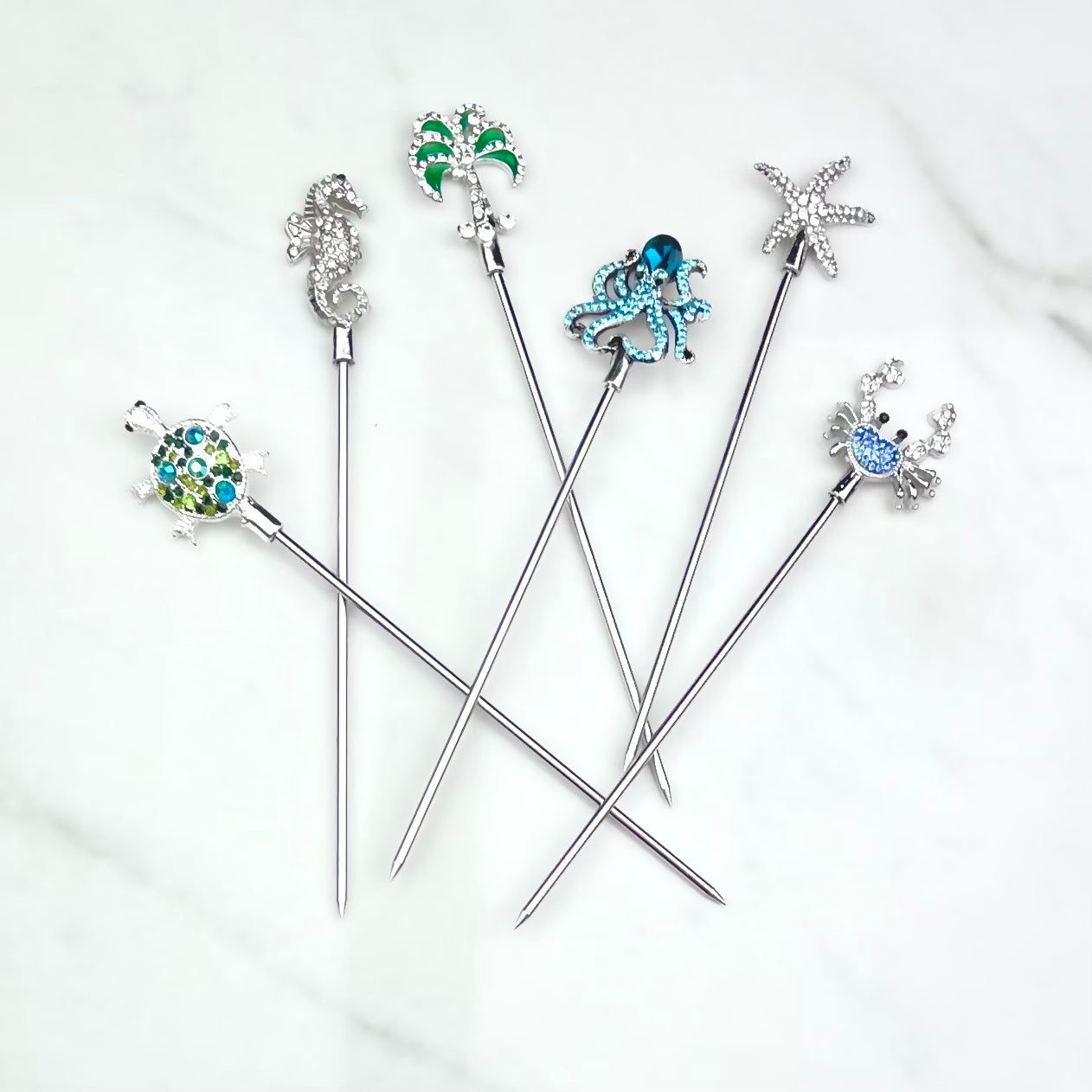 The Beach Collection Jeweled Cocktail Picks - CeCe's Home & Gifts
